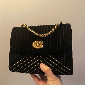 coach velvet quilting rivets parker 18